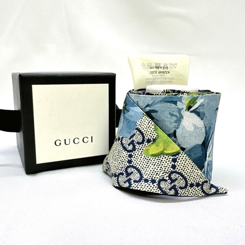 GUCCI 油繪花紋絲巾綁帶-4