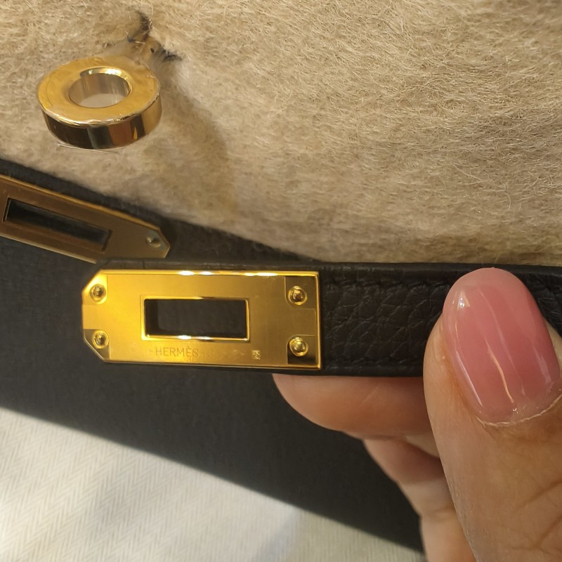 愛馬仕 柏金包birkin25 黑色89 金扣 W刻-11
