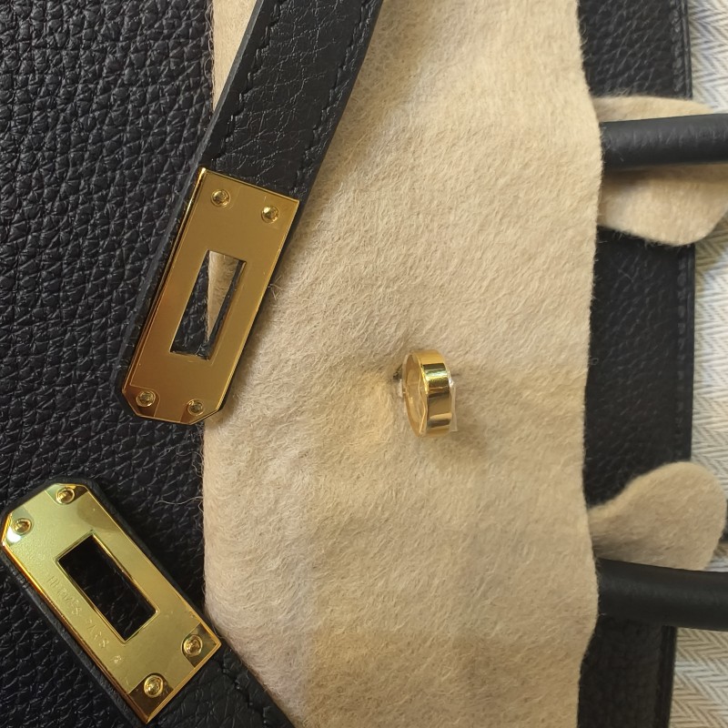 愛馬仕 柏金包birkin25 黑色89 金扣 W刻-12