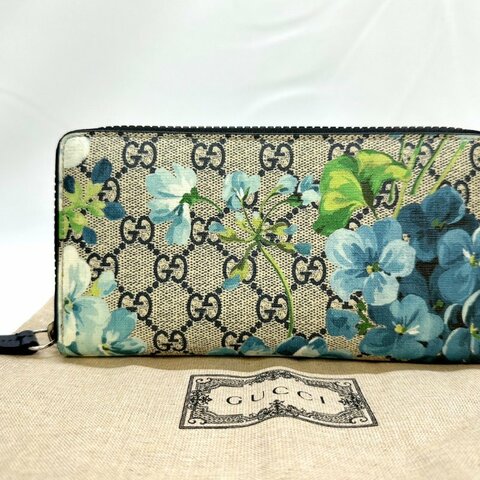 GUCCI 花卉帆布拉鍊長夾