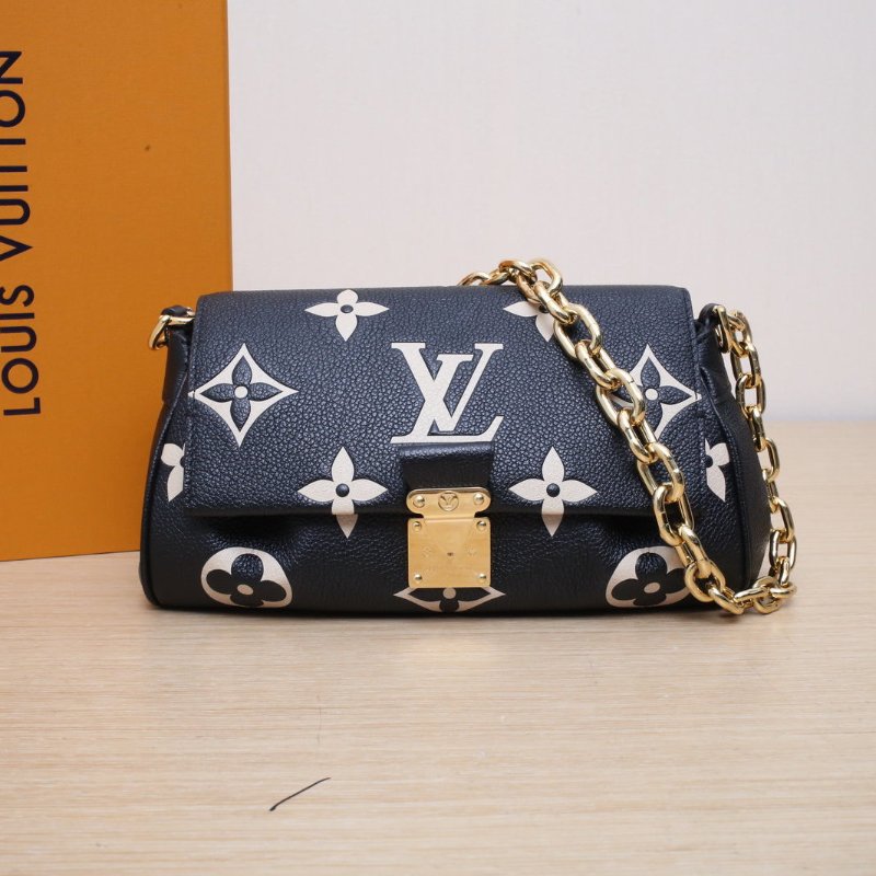 LOUIS VUITTON Favorite鏈條雲朵包黑色牛皮晶片肩背包-0