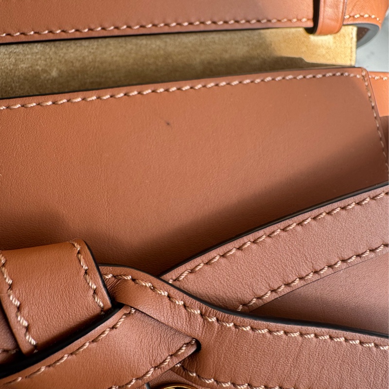 LOEWE棕色MINI GATE寬背帶斜背包-11