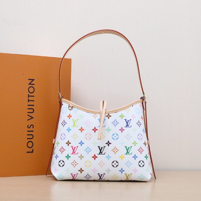 LOUIS VUITTON CARRYALL村上隆聯名小號29白三彩白三彩PVC金扣晶片肩背包-0