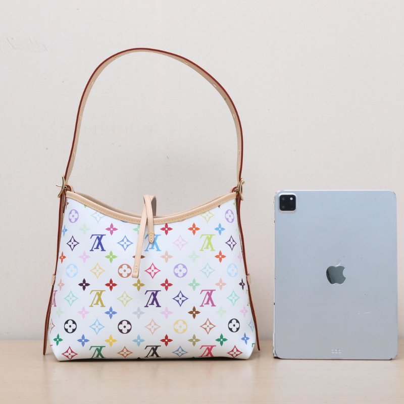 LOUIS VUITTON CARRYALL村上隆聯名小號29白三彩白三彩PVC金扣晶片肩背包-1