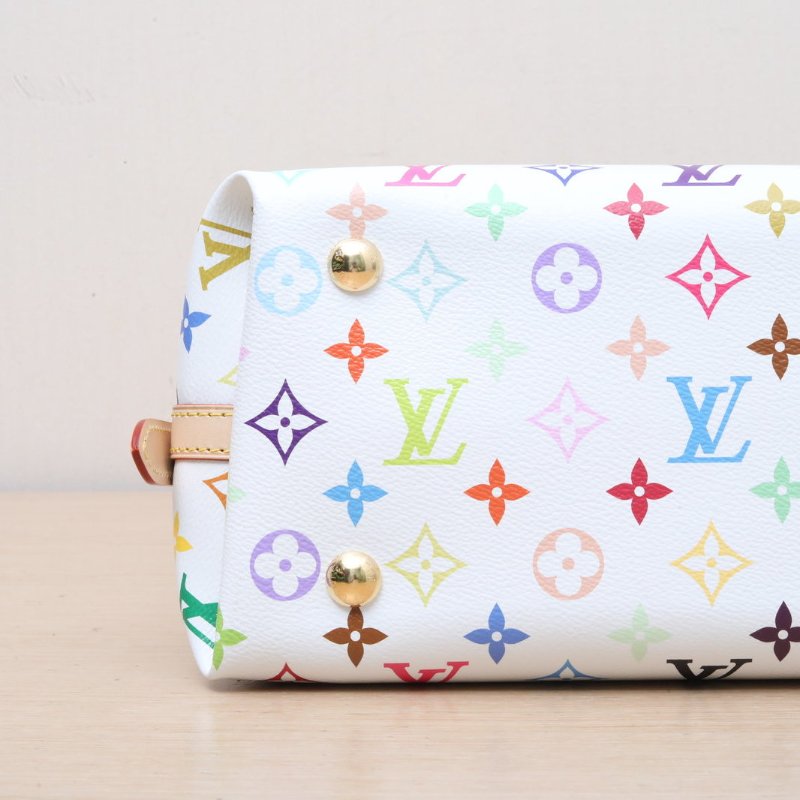 LOUIS VUITTON CARRYALL村上隆聯名小號29白三彩白三彩PVC金扣晶片肩背包-2