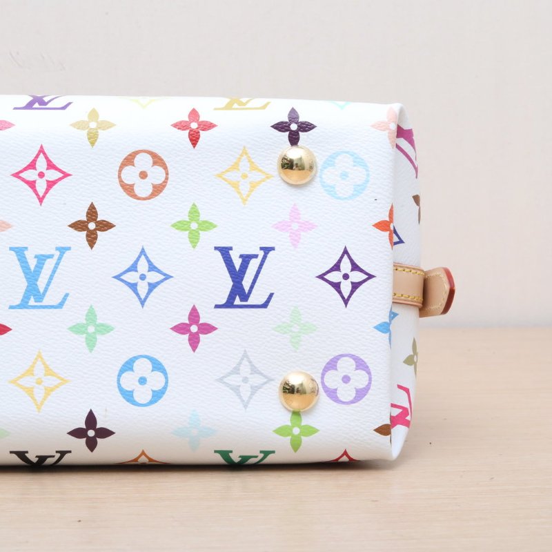 LOUIS VUITTON CARRYALL村上隆聯名小號29白三彩白三彩PVC金扣晶片肩背包-3