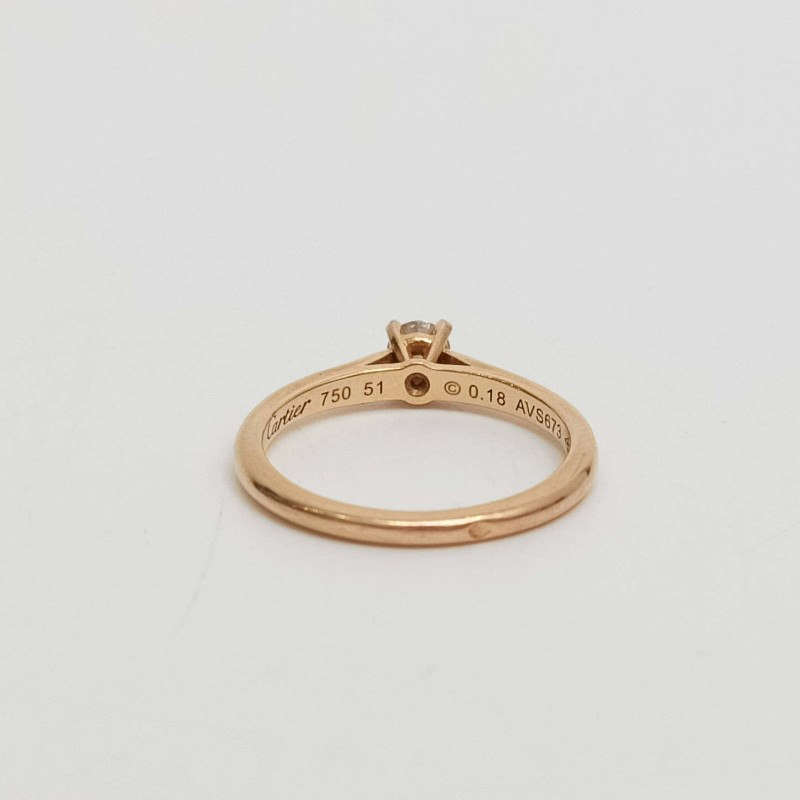 Cartier 鉆戒18分 18k玫瑰金 51碼-5
