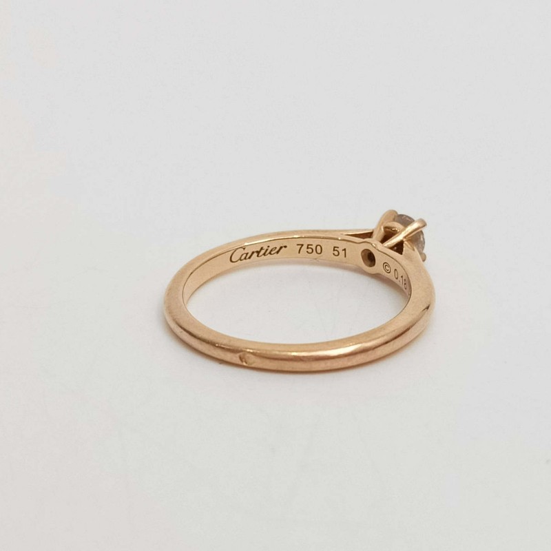 Cartier 鉆戒18分 18k玫瑰金 51碼-6