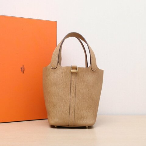 HERMES Picotin菜籃子184B新餅乾色TC皮Z刻金扣肩背包