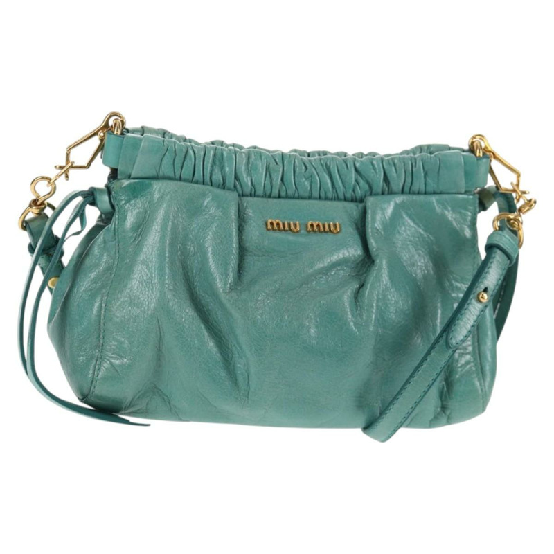 【日本直送】Miu Miu 肩背包 皮革 綠金色 正品 143786V-0