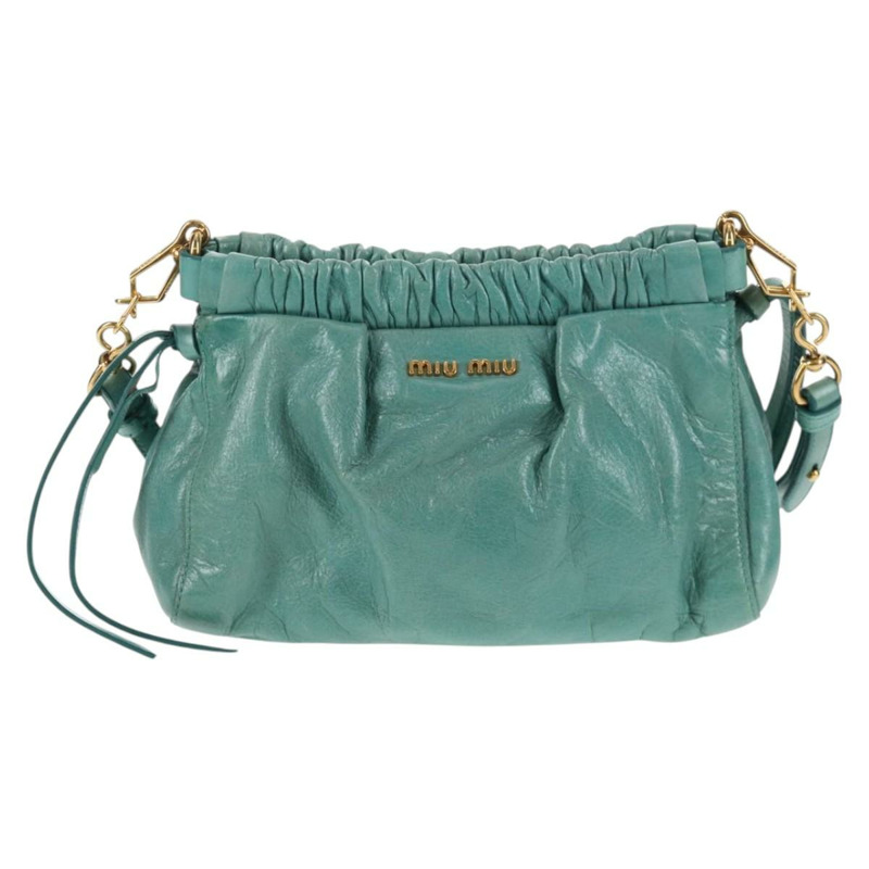 【日本直送】Miu Miu 肩背包 皮革 綠金色 正品 143786V-12