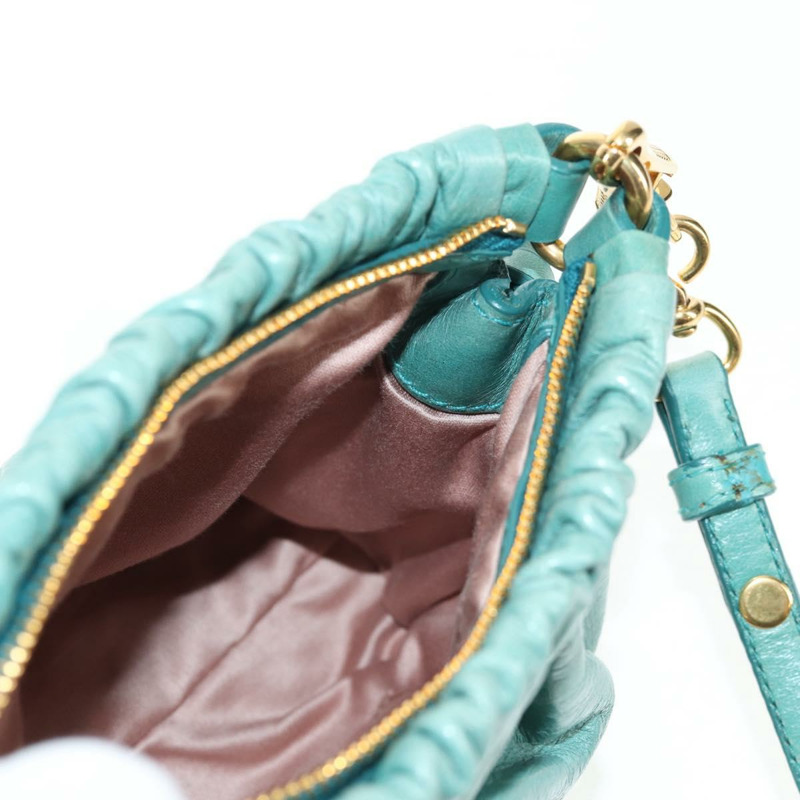 【日本直送】Miu Miu 肩背包 皮革 綠金色 正品 143786V-20
