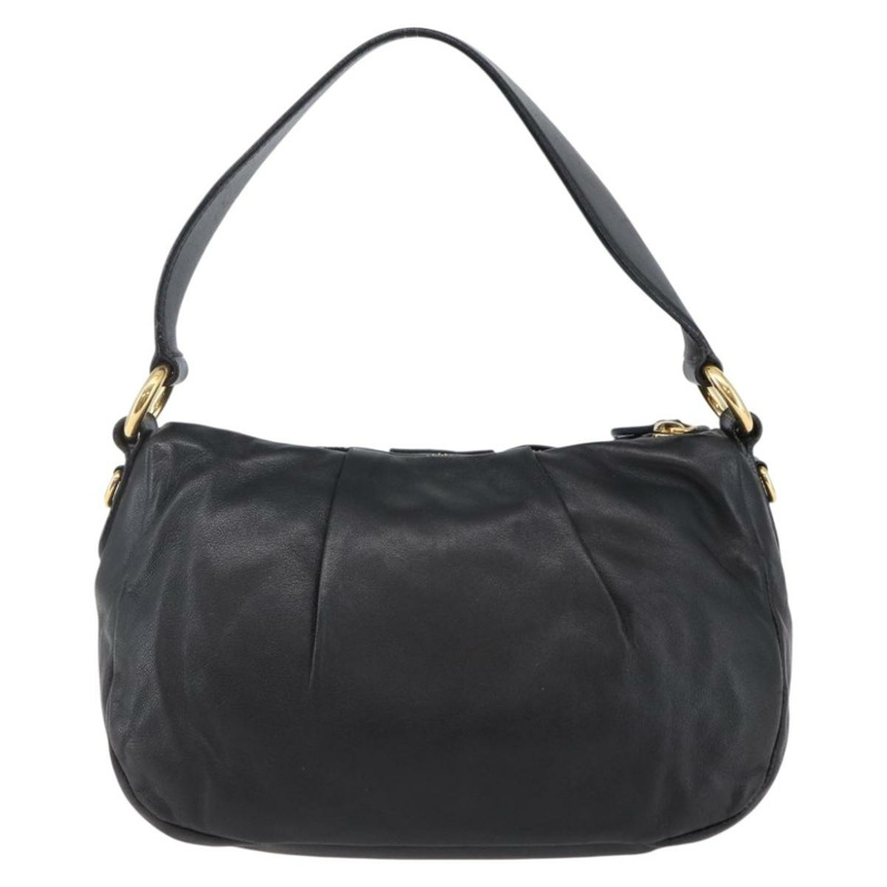【日本直送】PRADA 手提包 皮革 黑金色 正品 135316V-1