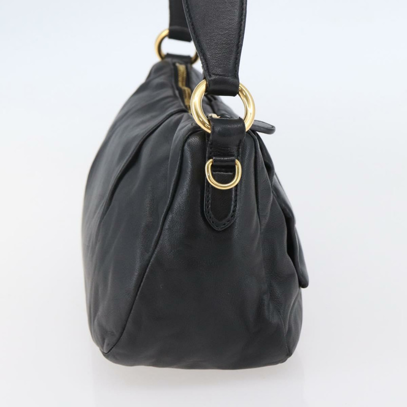 【日本直送】PRADA 手提包 皮革 黑金色 正品 135316V-2