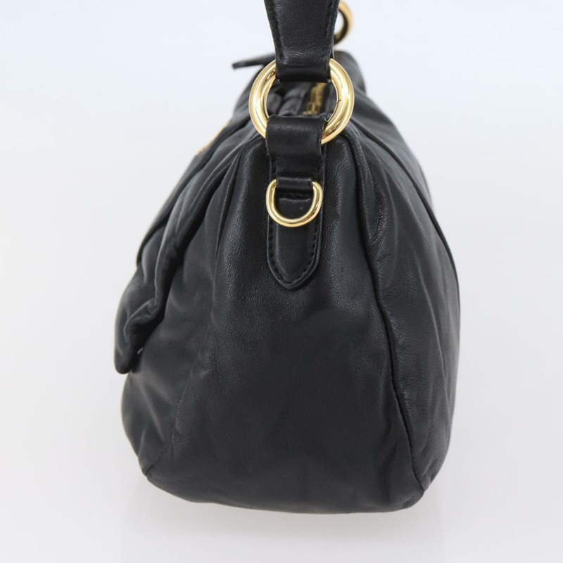 【日本直送】PRADA 手提包 皮革 黑金色 正品 135316V-3