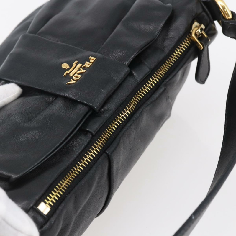 【日本直送】PRADA 手提包 皮革 黑金色 正品 135316V-5
