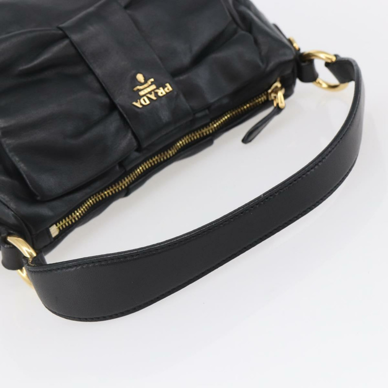 【日本直送】PRADA 手提包 皮革 黑金色 正品 135316V-6