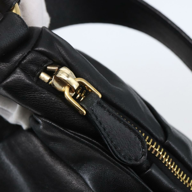 【日本直送】PRADA 手提包 皮革 黑金色 正品 135316V-8