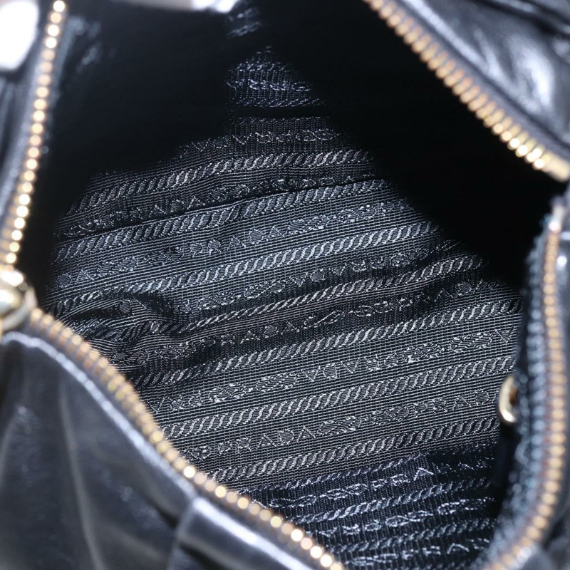 【日本直送】PRADA 手提包 皮革 黑金色 正品 135316V-9