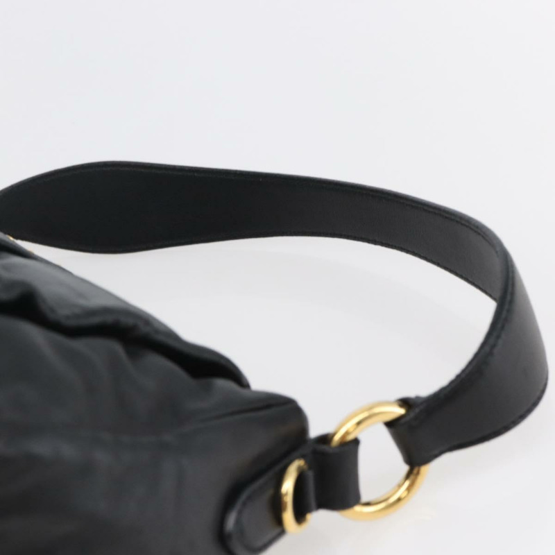 【日本直送】PRADA 手提包 皮革 黑金色 正品 135316V-13