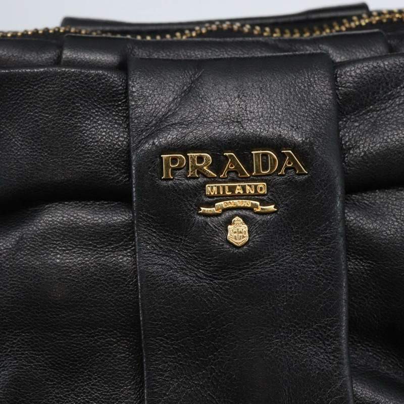 【日本直送】PRADA 手提包 皮革 黑金色 正品 135316V-17