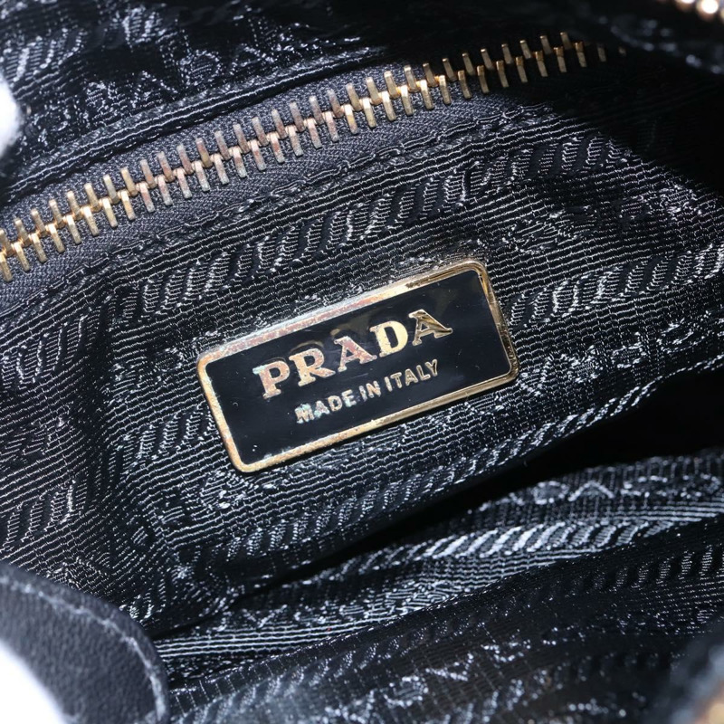 【日本直送】PRADA 手提包 皮革 黑金色 正品 135316V-18