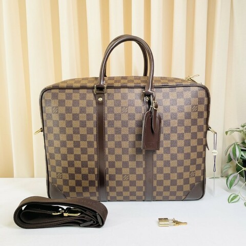 LV/路易威登 棕色棋盤格男士手提包 電腦公事包 肩背包