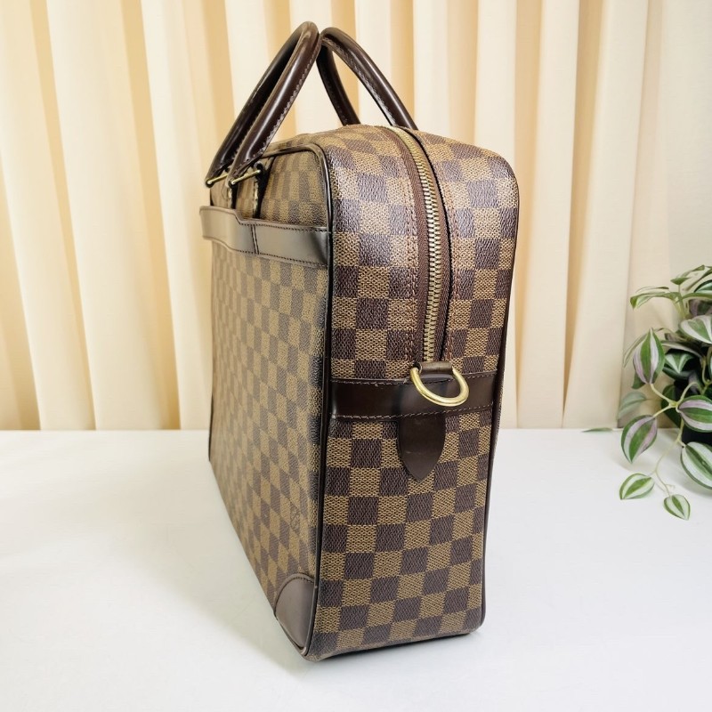 LV/路易威登 棕色棋盤格男士手提包 電腦公事包 肩背包-3