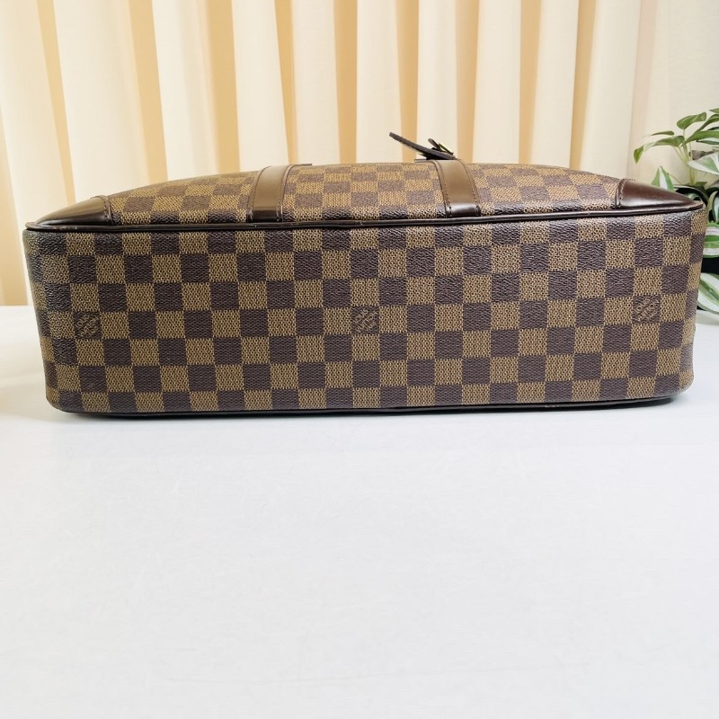 LV/路易威登 棕色棋盤格男士手提包 電腦公事包 肩背包-4