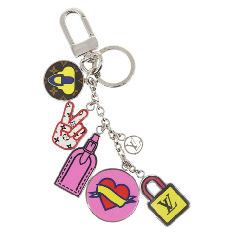 LOUIS VUITTON Porte Cles LV Stories 吊墜金屬銀色 M63759 LV Auth 143888M