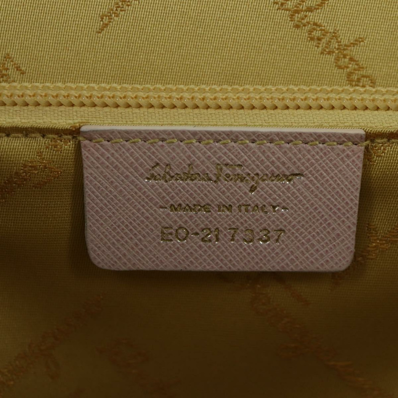 【日本直送】Salvatore Ferragamo Gancini 手提包 皮革 2 向 粉紅色 銀色 正品 128169V-11