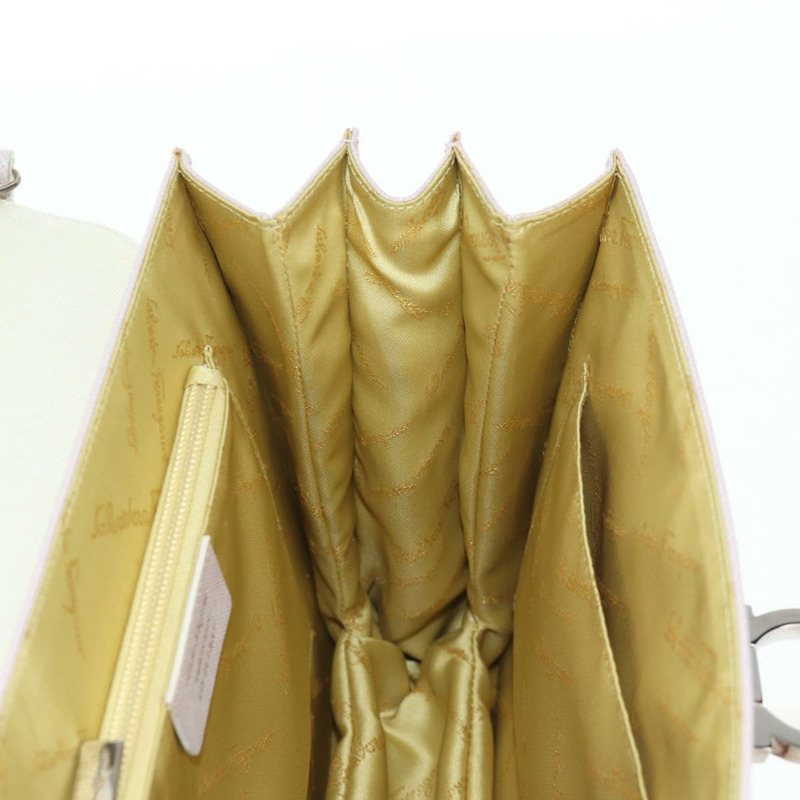 【日本直送】Salvatore Ferragamo Gancini 手提包 皮革 2 向 粉紅色 銀色 正品 128169V-25