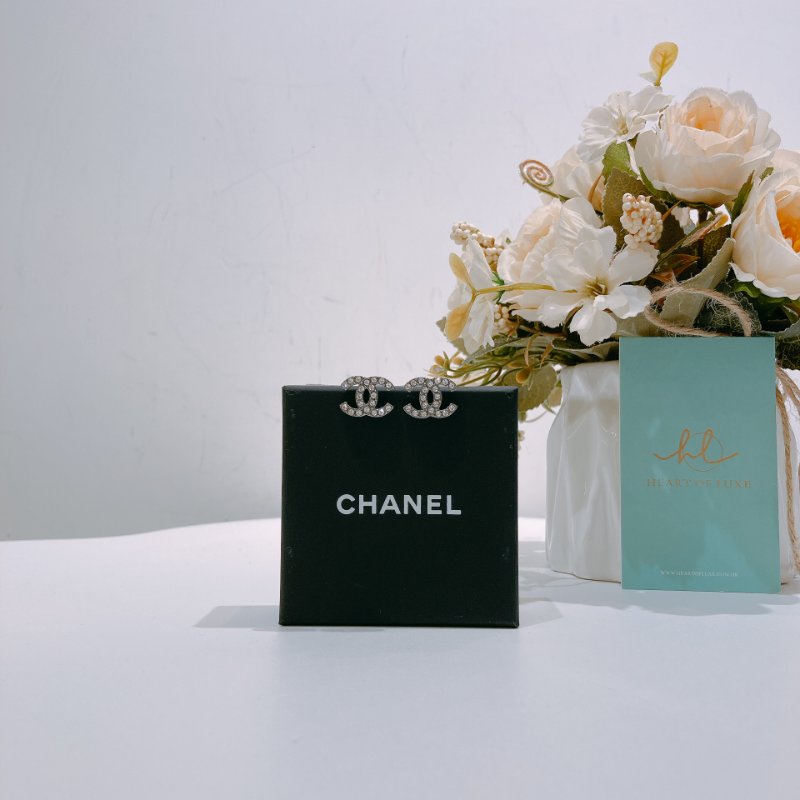 TW4488 Chanel香奈兒經典1.5cm閃石耳環 Classic CC Logo Earrings Crystal x PHW-1