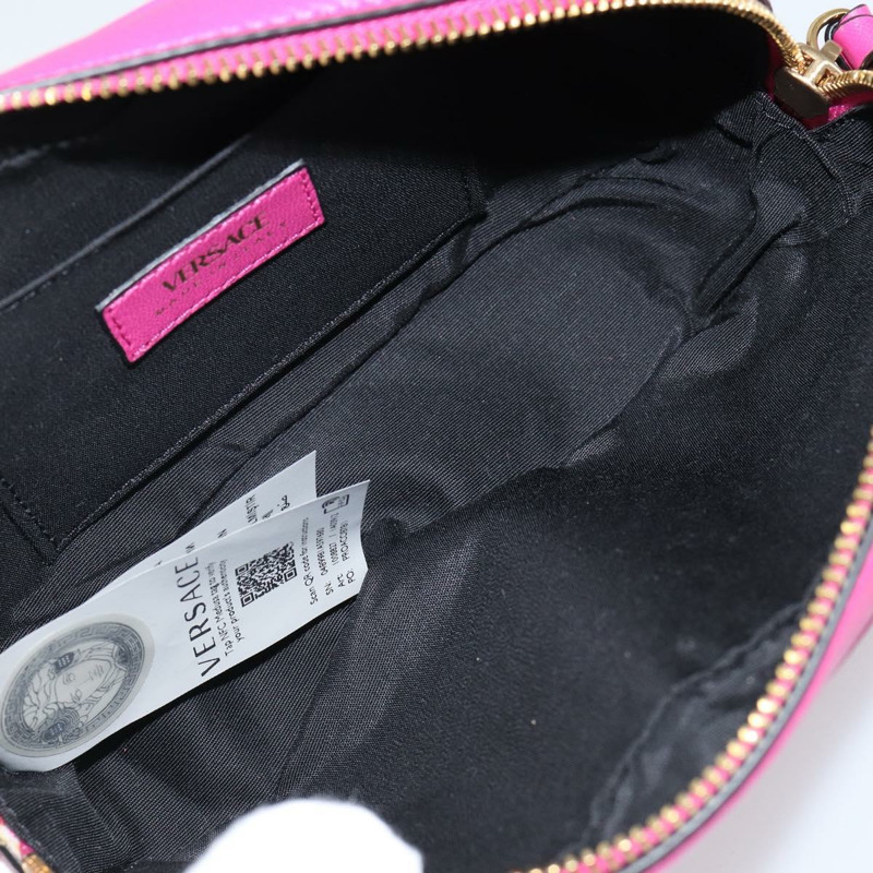 【日本直送】VERSACE 鏈條單肩包 皮革 粉紅金色 正品 128162V-10