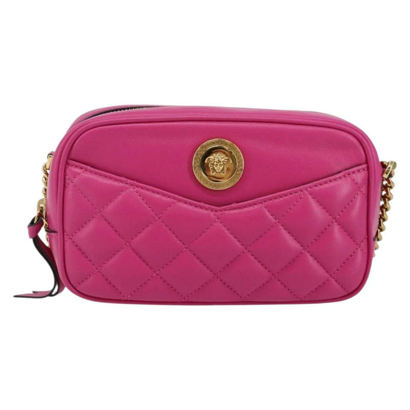 【日本直送】VERSACE 鏈條單肩包 皮革 粉紅金色 正品 128162V-12