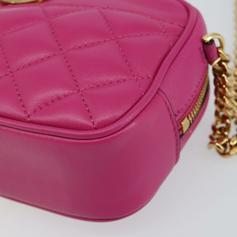 【日本直送】VERSACE 鏈條單肩包 皮革 粉紅金色 正品 128162V-13