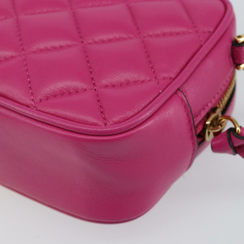 【日本直送】VERSACE 鏈條單肩包 皮革 粉紅金色 正品 128162V-15