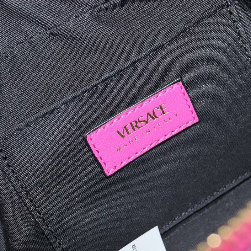 【日本直送】VERSACE 鏈條單肩包 皮革 粉紅金色 正品 128162V-17