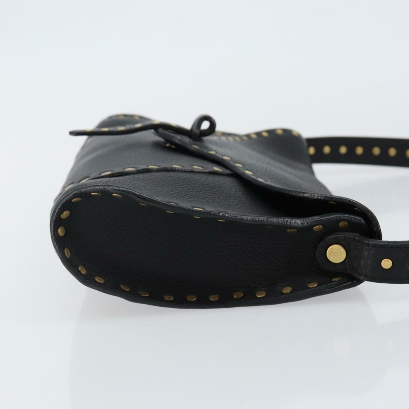 【日本直送】CELINE 鉚釘肩背包 皮革 黑金色 正品 144475V-2