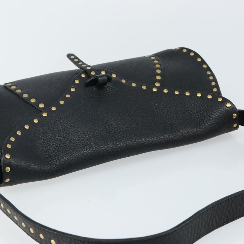 【日本直送】CELINE 鉚釘肩背包 皮革 黑金色 正品 144475V-5