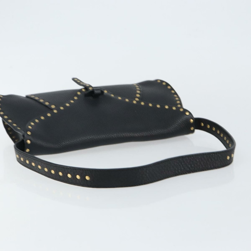 【日本直送】CELINE 鉚釘肩背包 皮革 黑金色 正品 144475V-6