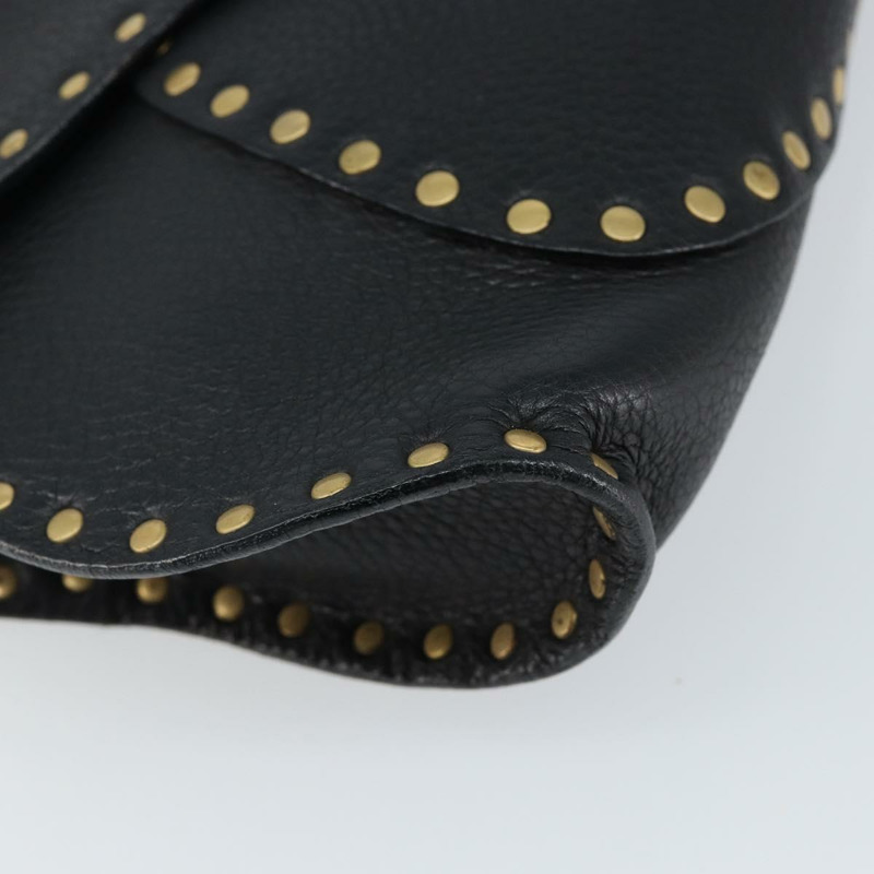 【日本直送】CELINE 鉚釘肩背包 皮革 黑金色 正品 144475V-13