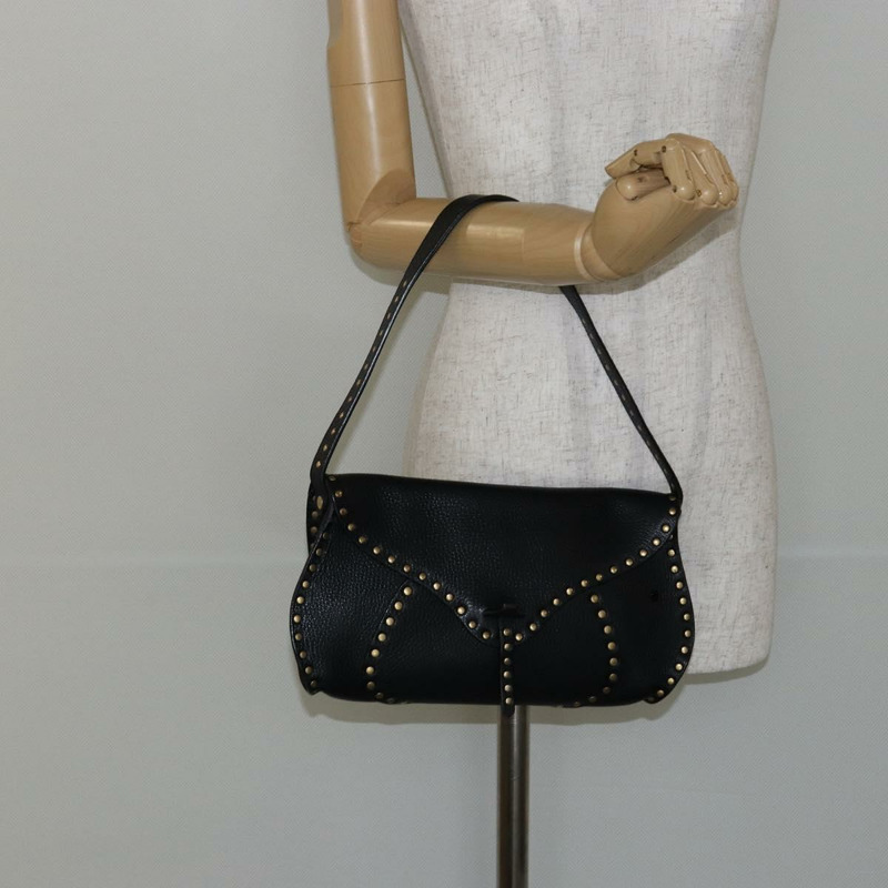 【日本直送】CELINE 鉚釘肩背包 皮革 黑金色 正品 144475V-22