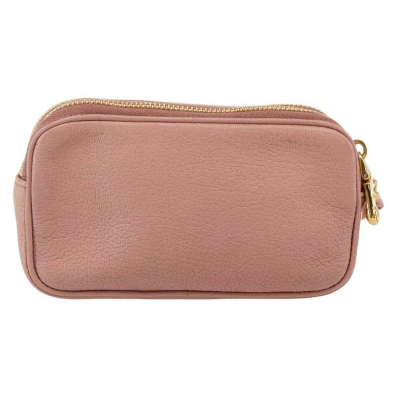 【日本直送】Miu Miu 手拿包 皮革 米色 金色 正品 144819V-1