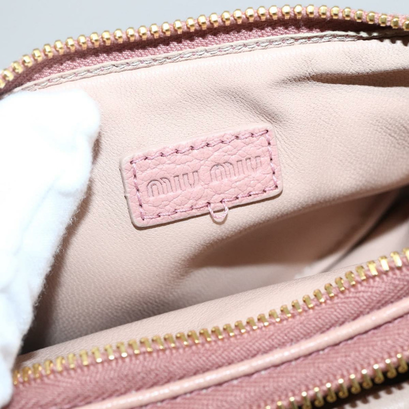 【日本直送】Miu Miu 手拿包 皮革 米色 金色 正品 144819V-8