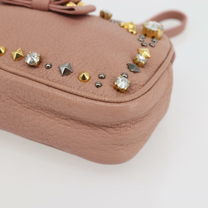 【日本直送】Miu Miu 手拿包 皮革 米色 金色 正品 144819V-14