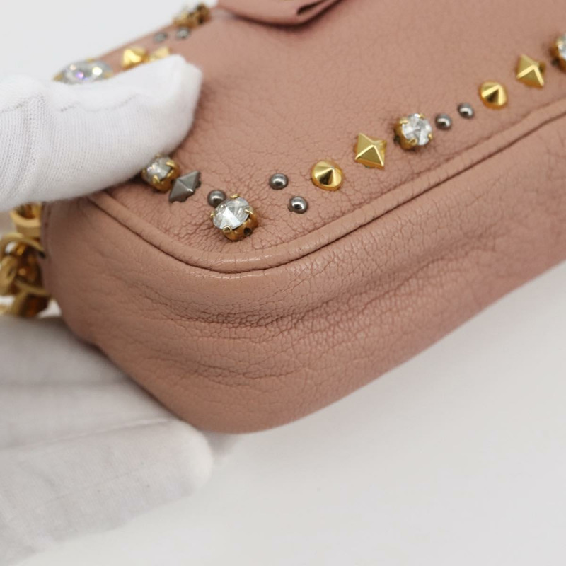 【日本直送】Miu Miu 手拿包 皮革 米色 金色 正品 144819V-15
