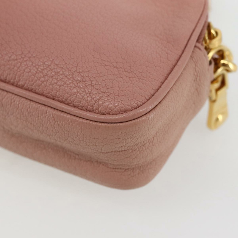 【日本直送】Miu Miu 手拿包 皮革 米色 金色 正品 144819V-16