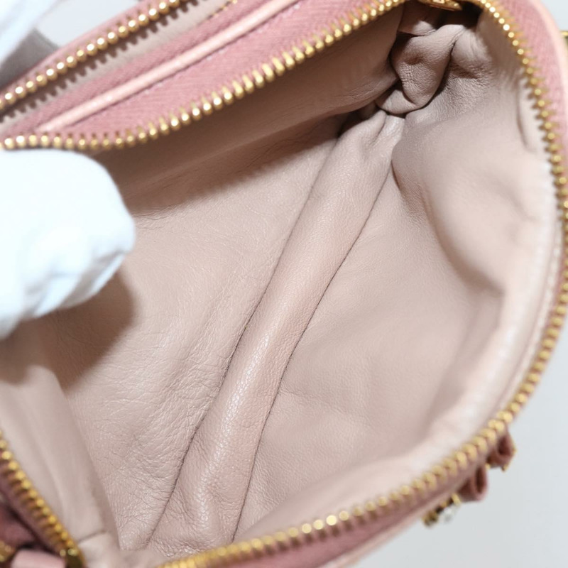 【日本直送】Miu Miu 手拿包 皮革 米色 金色 正品 144819V-23