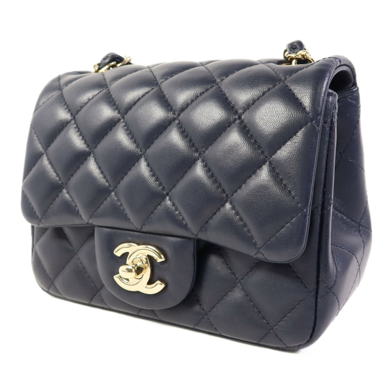 CHANEL 羊皮皮革Mini Classic 17金扣肩背袋-2